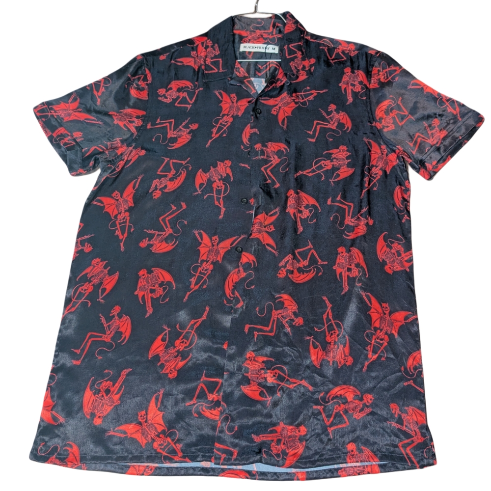 Stylish Black Shirt with Red Graphic Design